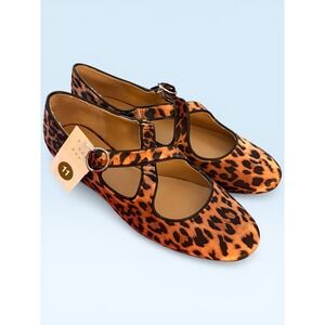 A New Day Leopard Print Velvet Crisscross Buckle Flats Brown Size 11